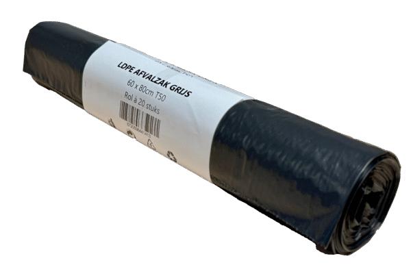 LDPE afvalzak 60x80cm, T50, 100% recycled grijs - 400st - Afbeelding 3