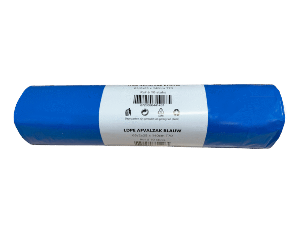 LDPE afvalzak 70x110cm, T70, 100% recycled blauw - 200st