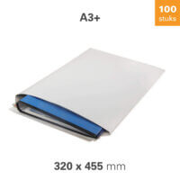 Kartonnen enveloppen wit, met plakstrip - 320 x 455 mm - 100 stuks